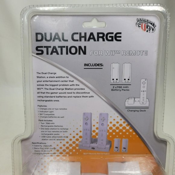 iConcepts Dual Charging Station for Nintendo Wii Remotes NEW SEALED White - Picture 4 of 4
